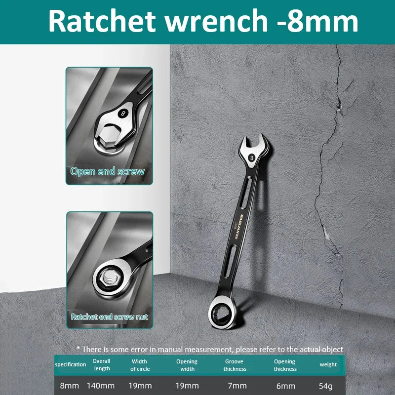 1PC 6-22mm Combination Ratchet Wrench Dual-purpose Wrench Metric Universal Spanner Labor-saving Anti Slip Repair Tool Hand Tool