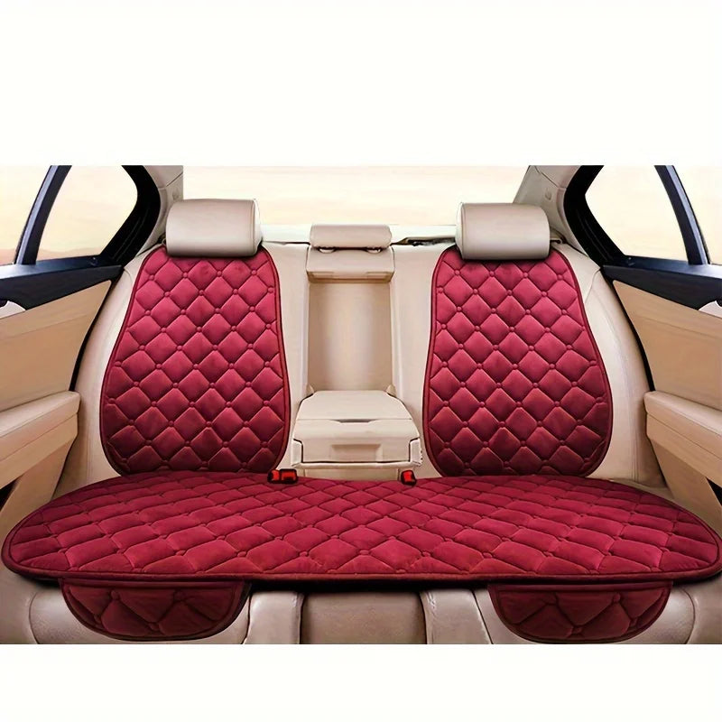 Thickened car seat cushion plush short plush anti slip warm seat cushion seat three piece set winter universal plush winter CM World