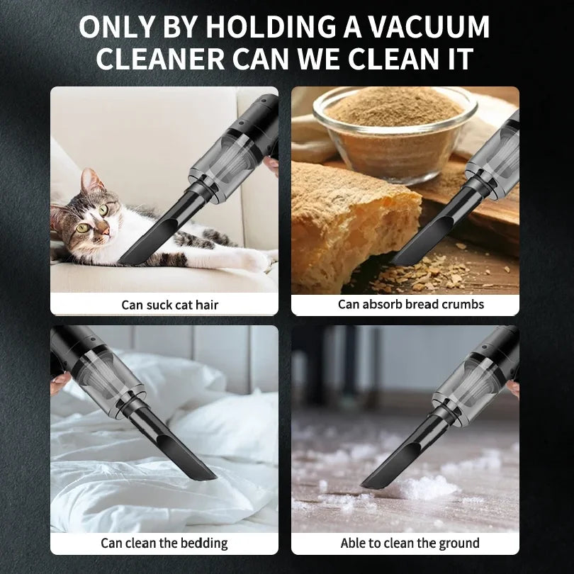 Handheld Car Vacuum Cleaner, 15000PA Portable Cordless, Dual use of blowing and suctionMulti-Nozzles, for Car, Home, Pet, Office