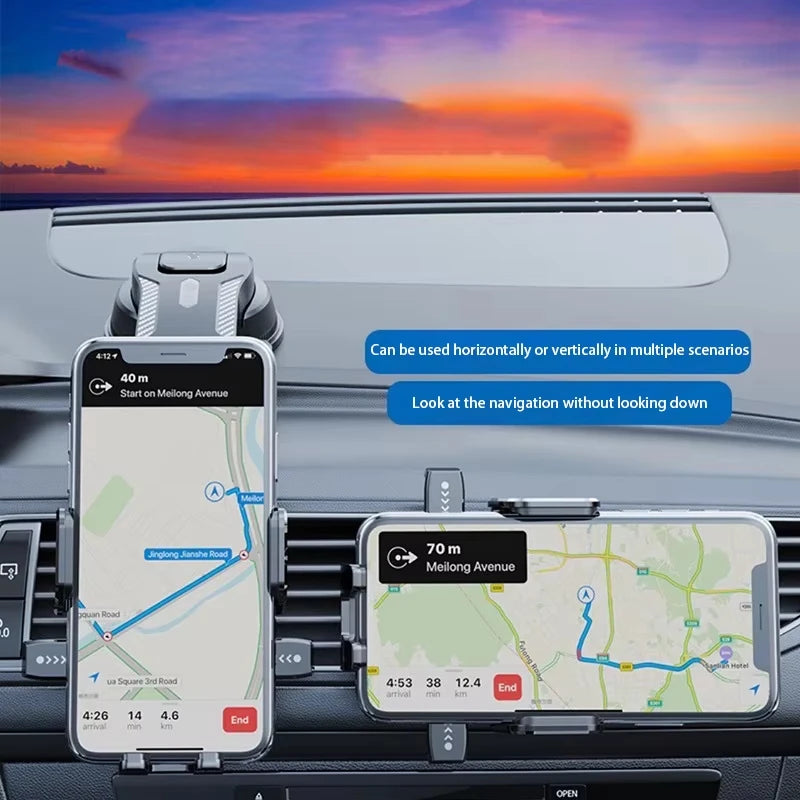 Universal Suction Cup Car Phone Holder Strong Vacuum Dashboard Windshield Desk Phone Stand 360Degree Rotatable Auto Gravity Lock