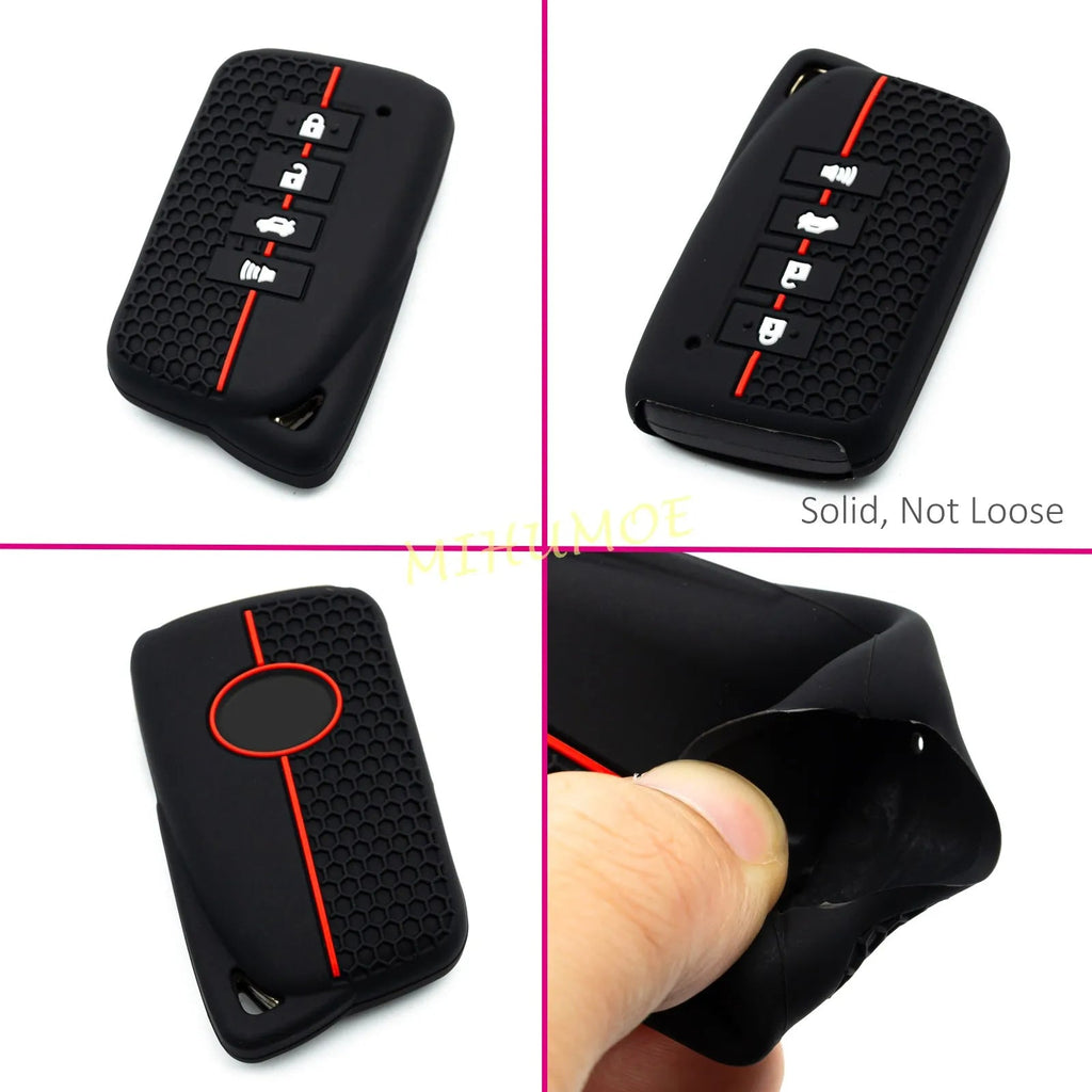 For Lexus 4 Buttons Silicone Car Remote Key Fob Case Cover Chain Shell Holder RX350 RC300 IS300 ES350 ES300h NX300h NX200t LX570 CM World