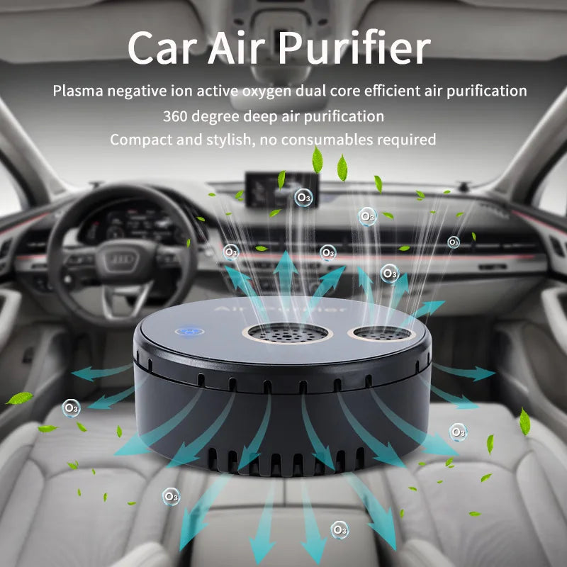 Car air purifier dual core portable, removes formaldehyde, second-hand smoke, and eliminates odor molecules CM World