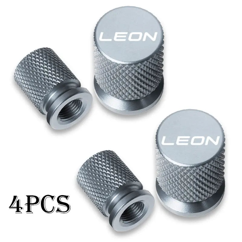 4pcs Auto CNC Badges For Seat Leon Car Wheel Tire Valve Caps Tyre Stem Covers Airdust Waterproof Accessorie CM World