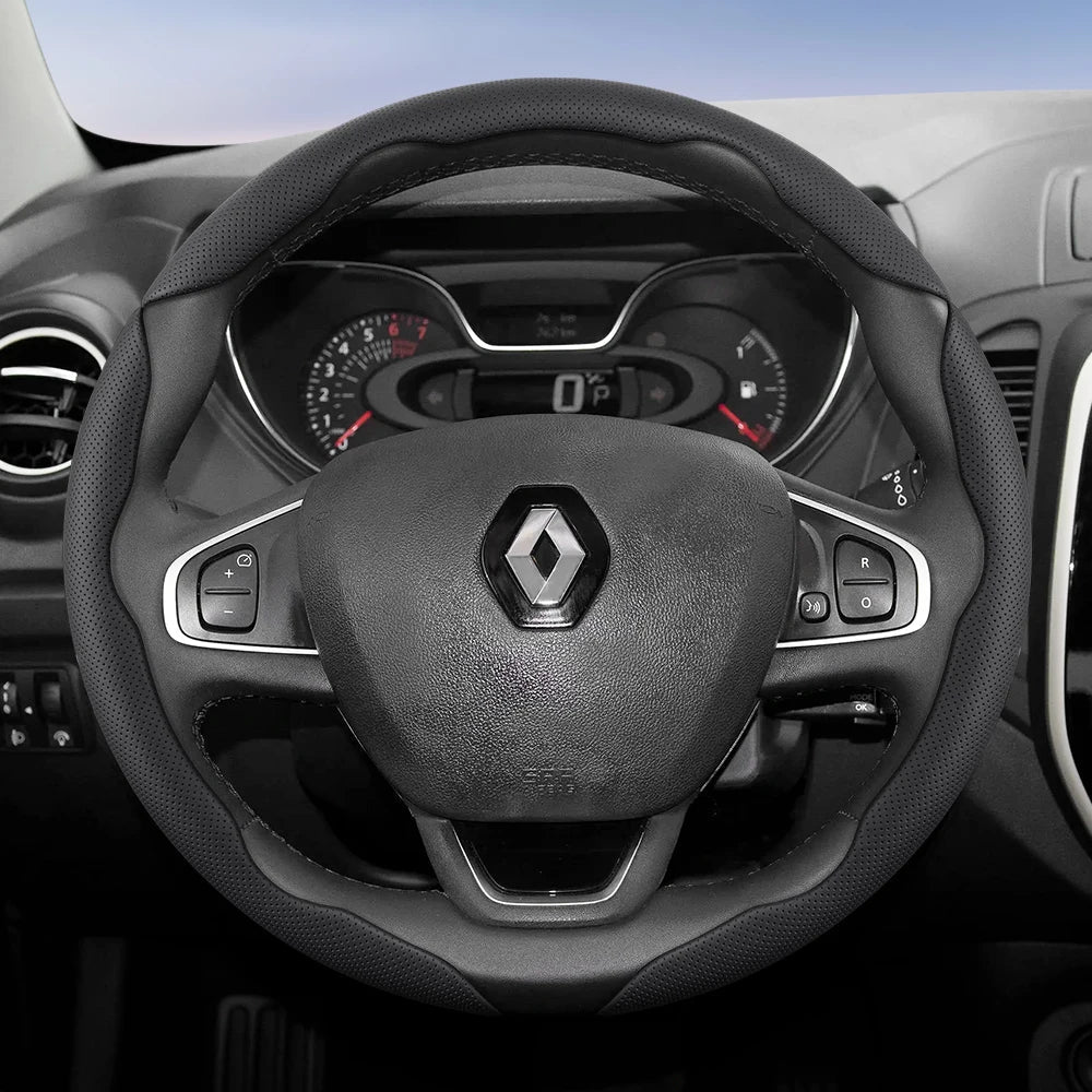 Suitable for Renault Breathable Hole Leather Steering Wheel Cover Segmented Quick Release Design Non-Slip and Durable Megane 3 2 4 Clio4 5 Captur Trafic Scenic Austral Kangoo Arkana Kadjar Master Fluence Zoe Twingo Qm6 CM World