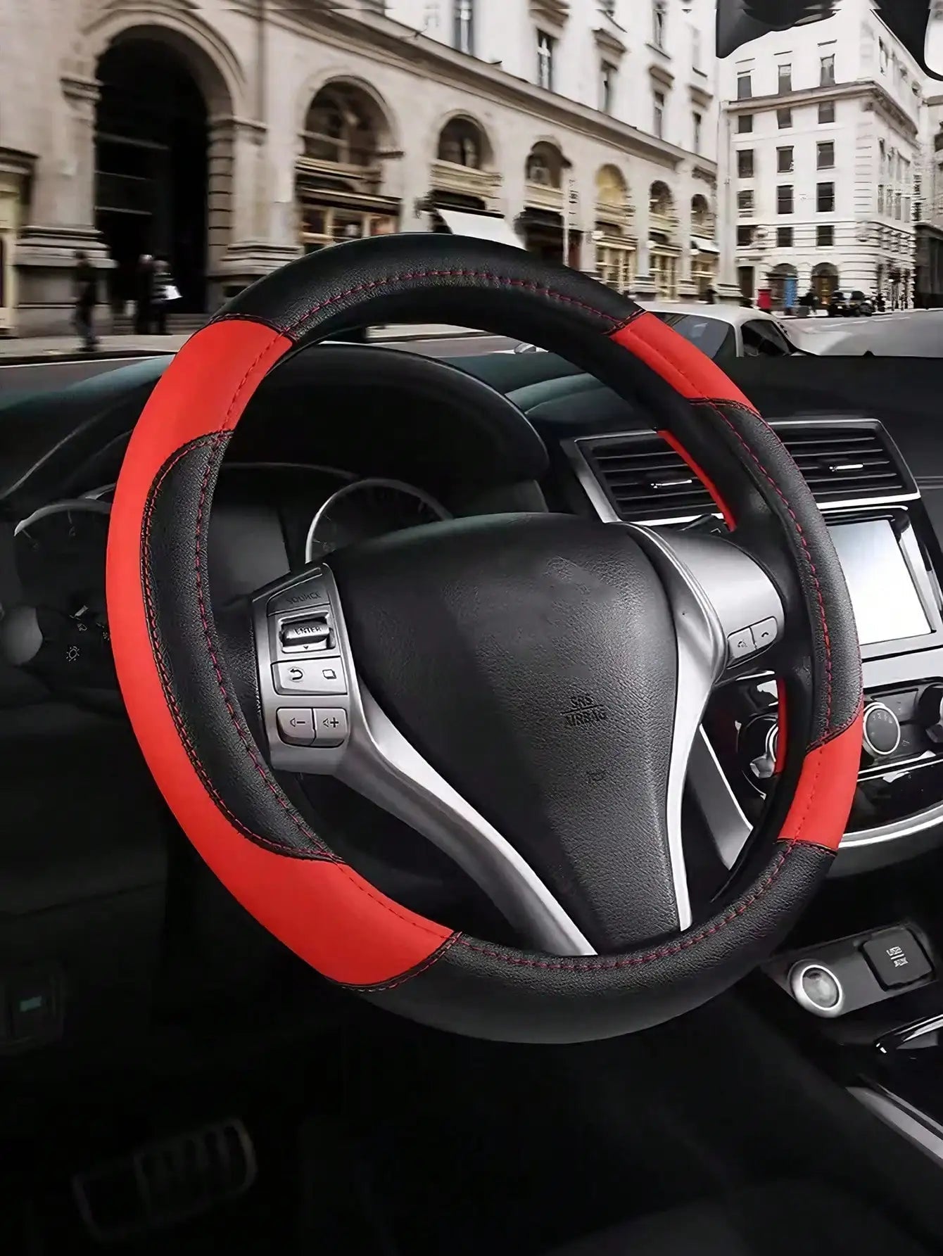 PU Leather Car Steering Wheel Cover - Breathable Microfiber, Anti-Slip & Wear-Resistant, Universal Fit for 37-38cm Wheels CM World