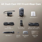Baseus VD1 Pro 4K+1080P Dash Cam UHD Car Camera for SONY Sensor ADAS 5Ghz WiFi6 GPS STARVIS Night Vision 24H Parking Car DVR