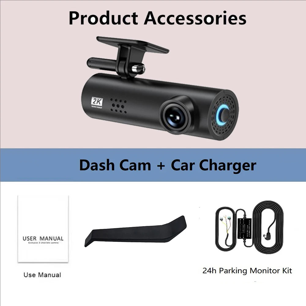 HD 4K 2160P WiFi Car DVR Dash Cam Camera 2K 1296P 24H Parking Monitor APP Control Car Driving Video Recorder for all cars Car Mobile World