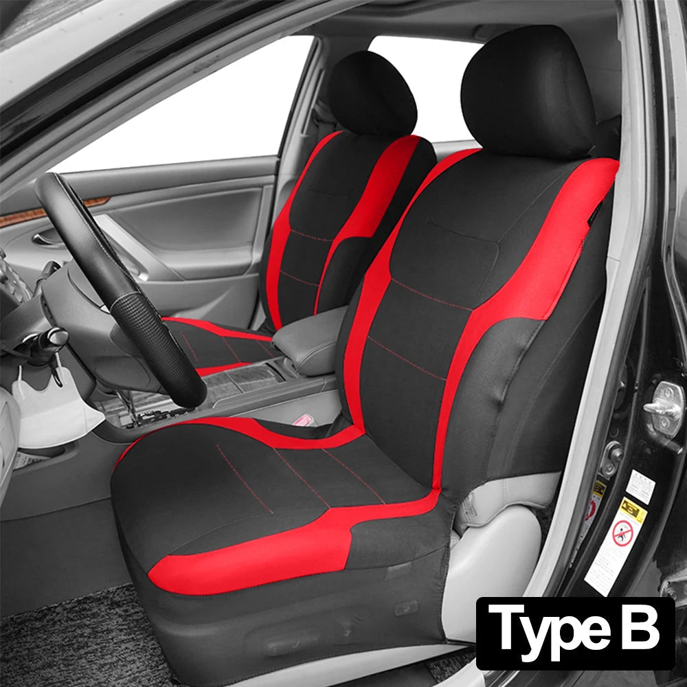 AUTO PLUS Sports Universal Polyester Car Seat Cover Set Fit Most Car Plain Fabric Bicolor Stylish Car Accessories Seat Protector CM World