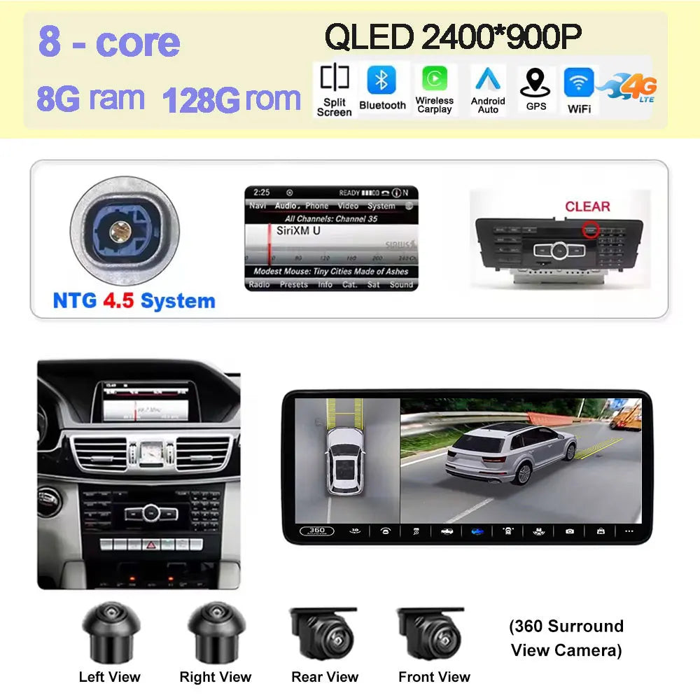 Wireless Carplay Car Radio Multimedia For Mercedes Benz E Class W212 2009 - 2016 QLED Screen 4G Android 15 Auto Accessories Ster CM World
