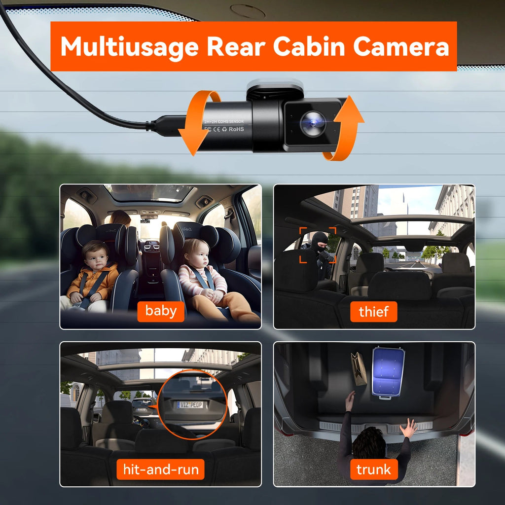 Vantrue N5 DashCam 4 Channel WiFi 360° All Sides  STARVIS 2 IR Night Vision Voice Control GPS Car Dash Cam Support 512GB Max Car Mobile World