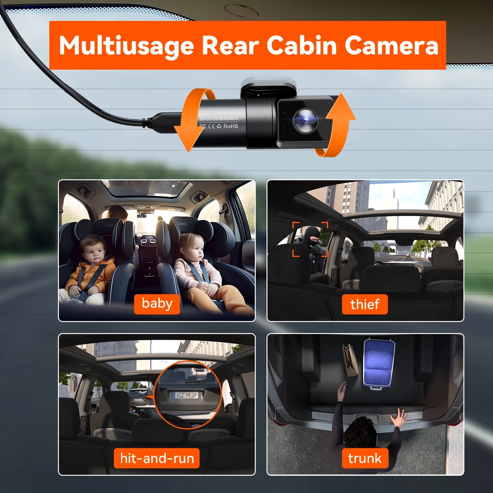 Vantrue N5 DashCam 4 Channel WiFi 360° All Sides  STARVIS 2 IR Night Vision Voice Control GPS Car Dash Cam Support 512GB Max Car Mobile World