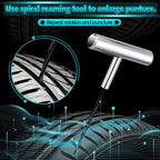Heavy Duty Plug Kit Stainless Steel T Handle Set Bicycles Repair Puncture Tool Spiral Probe Split Eye Needle Tire Repair Set CM World
