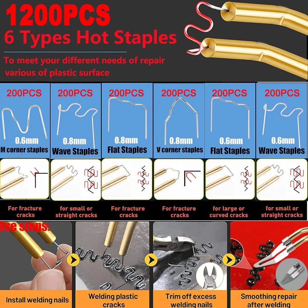 220W Upgraded Plastic Welder 3 in 1, Plastic Repair Welder Kit Hot Stapler Kit For Car Bumper Repair Kit for Most Plastics CM World