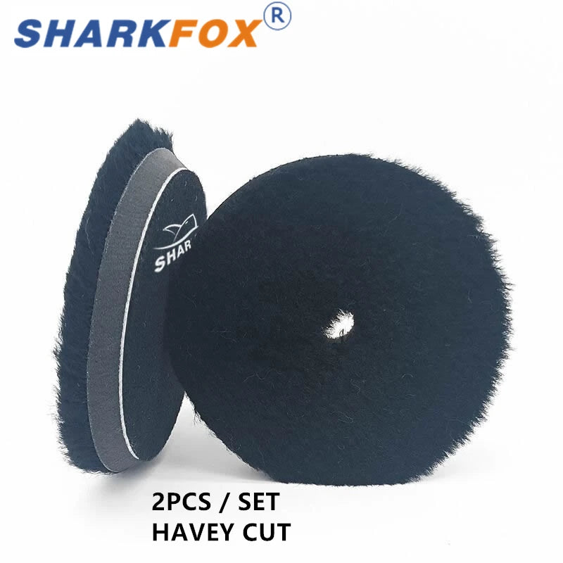 Sharkfox 5/6Inch High Density Lambs Woollen Polish buffing Pad Wool Polishing Pad for Car Polisher Wool Pad