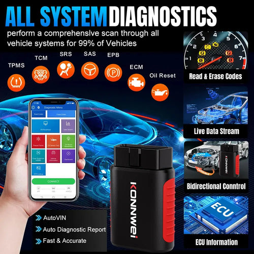 2026 KONNWEI KDIAG Full System Auto Scanner Reset SAS EPB Service ECU Programmer OBD OBD2 Car Diagnostic Tool pk Thinkdiag MINI Car Mobile World
