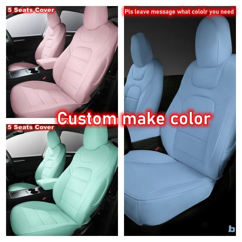 For Tesla Model 3 Y 2017 - 2025 Car Seats Cover Nappa Leather Full Surround Style Factory Wholesale Price Interior Accessories CM World