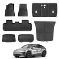 For 2021-2024 Model Y 7PCS Full Set TPE Floor Mats Full Coverage Custom Fit All Weather Waterproof Anti-Slip Odorless Easy Clean Cargo Mat Rear Seat Back Protector