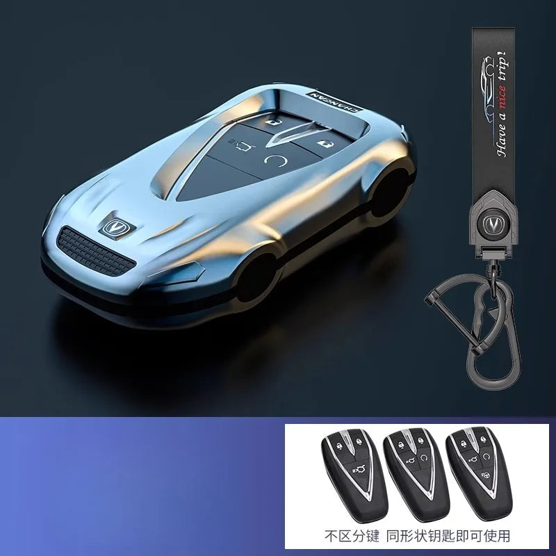Key Cover Case for Changan UNI-V/CS75 Plus 3rd Gen/CS55 Plus/Yida/UNI-Z/Eado/UNI-T (2024 Models) - Protective Keybag Keychain CM World