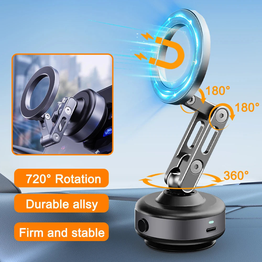 X93 Magnetic Phone Holder Rotating Folding Electric Vacuum Suction Mag Stand For Car Navigation Gym Kitchen Streaming Bracket CM World