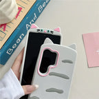 Kawaii 3D Cat Ears Tail Silicone Phone Case for Samsung Galaxy S23 S24 S25 S26 Ultra FE A56 A55 A36 A35 A26 A17 A16 A24 A25 A26