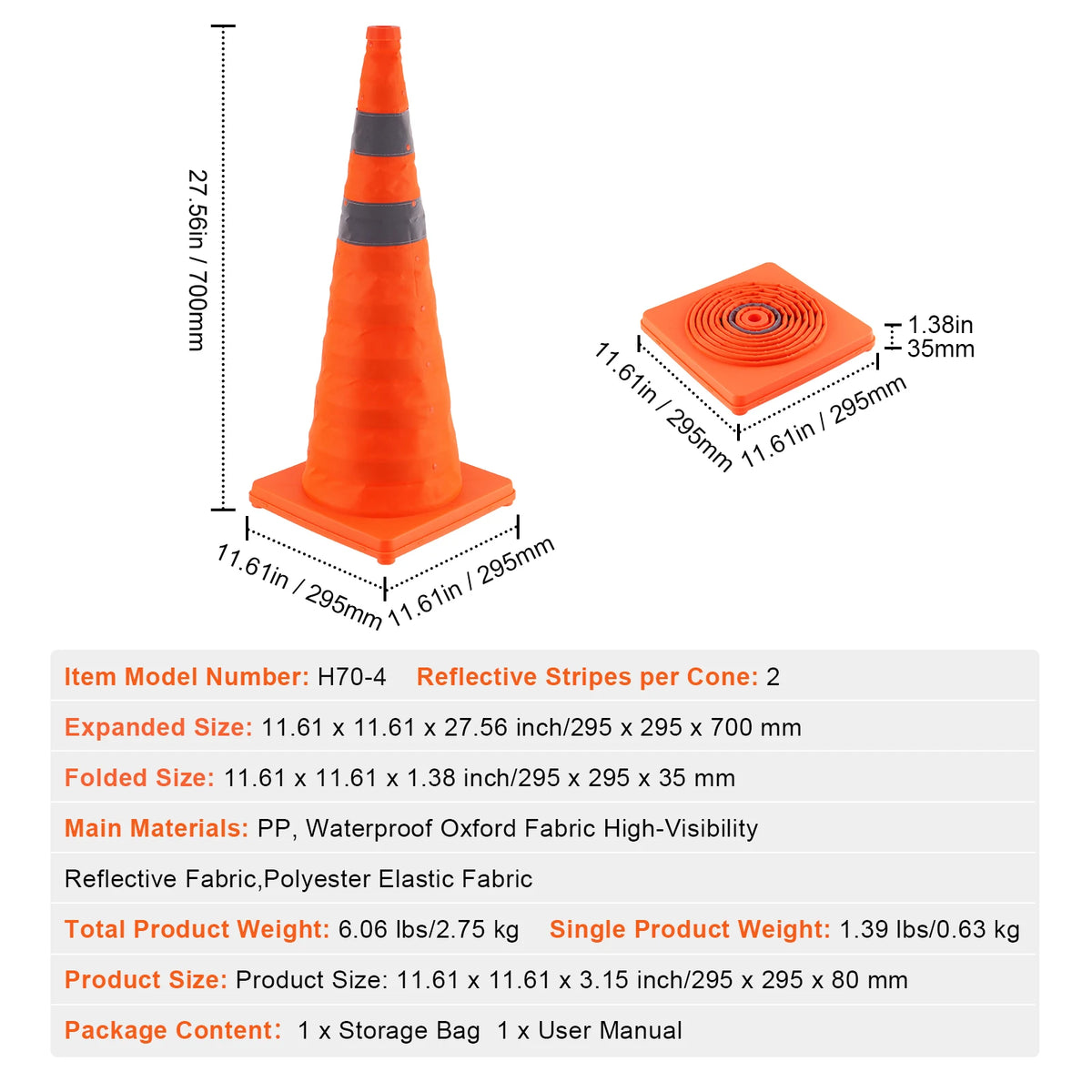 SucceBuy Safety Cones 2/4Pack 18/28inch Collapsible Traffic Construction Cones for Traffic Control Driving Training Parking Lots