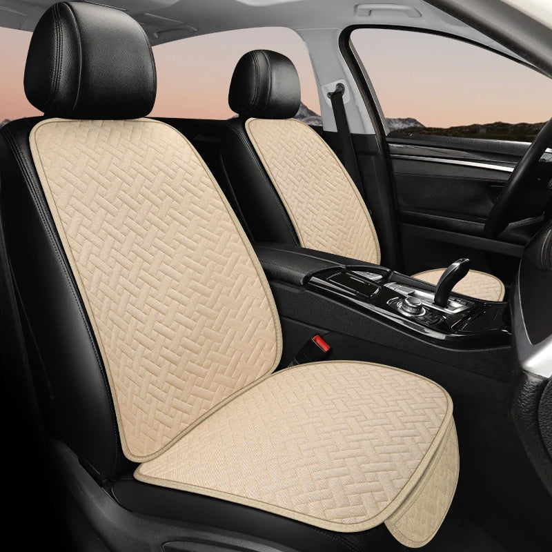 Car Seat Cushion, All Season Universal Linen Car Seat Cushion Cover, Anti Slip, Wear-Resistant, Small Three Piece Rear Seat