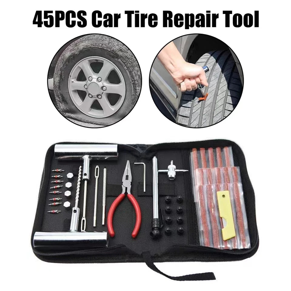 Tyre Repair Kit 45PCS Motorcycle Car Accessories Studding Tool Set Puncture Pug Set Car Tire Repair Tool  Auto Bike Tire Repair CM World