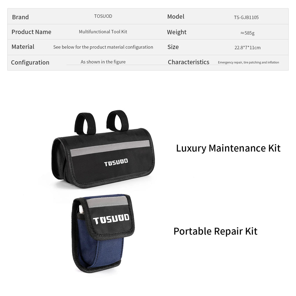 TOSUOD Bicycle Repair Tools Kit,Multifunction Bike Accessories with Pump Wrench,Portable Motorcycle Universal Repair Tool Set CM World