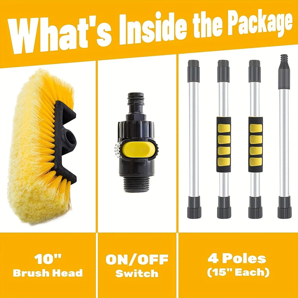 Adjustable Car Wash Brush, on/Off Flow Control Sponge Head, Durable Pp Material Car Wash Brush, with Long Handle Car Wash Brush CM World
