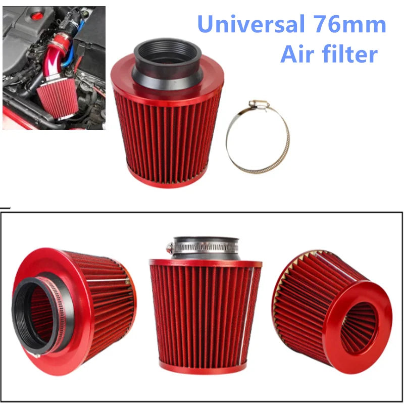 Car Modified 76MM Universal High Flow Mushroom Head Air Filter Air Intake Kit For Automotive Parts Cold Air Intake Air Filter CM World