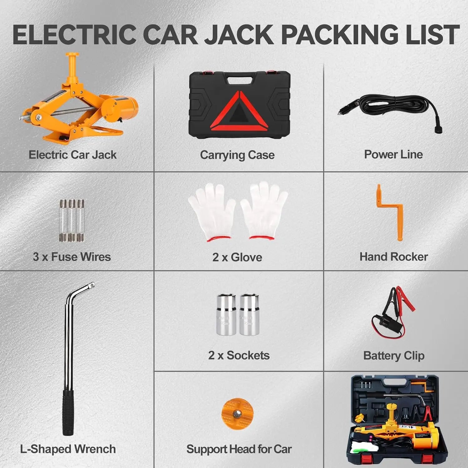 3Ton 12V Electric Scissor Car Jack Kit, Portable Auto Lift with 17.7" Range for SUV/Sedan CM World