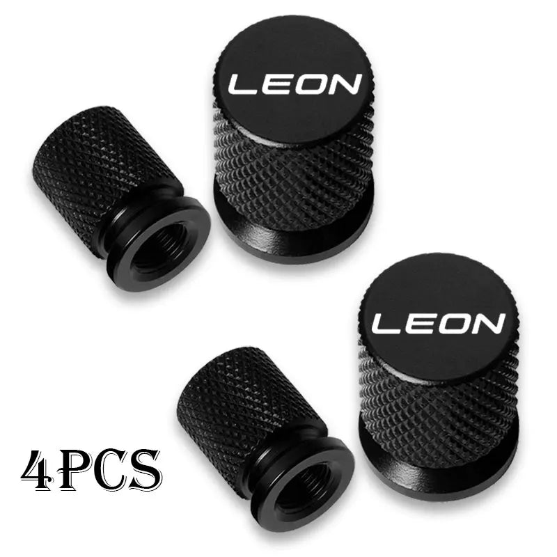 4pcs Auto CNC Badges For Seat Leon Car Wheel Tire Valve Caps Tyre Stem Covers Airdust Waterproof Accessorie CM World
