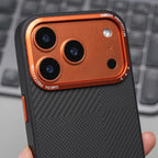 Matte Carbon Fiber Texture Magnetic Case For iPhone 17 16 15 Pro Max Wireless Charging Alloy Lens Shockproof for MagSafe Cover