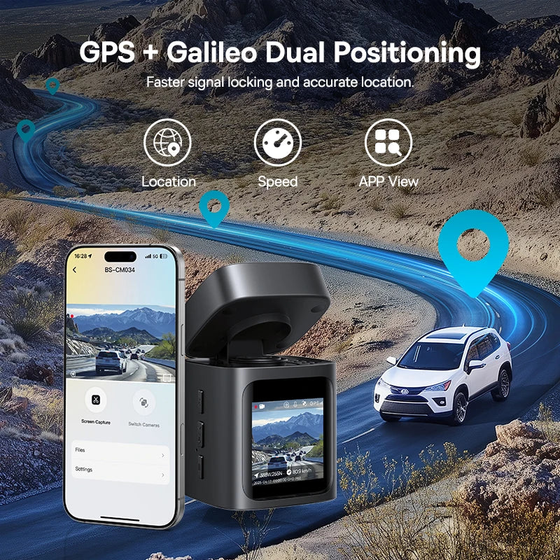 Baseus 3K Dash Cam VD1 Front and Rear Cam HD Built-in GPS Galileo Supercapacitor Car DVR Car Camera Recorder Support 24H Parking Car Mobile World