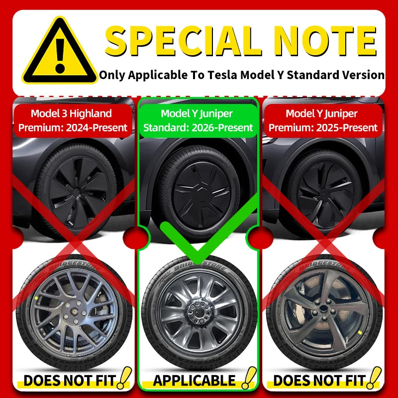 4PCS Hub Caps for Tesla Model Y 2026 Standard 18, Full Rim Covers Replacement Wheel Cover Accessories for Tesla Standard