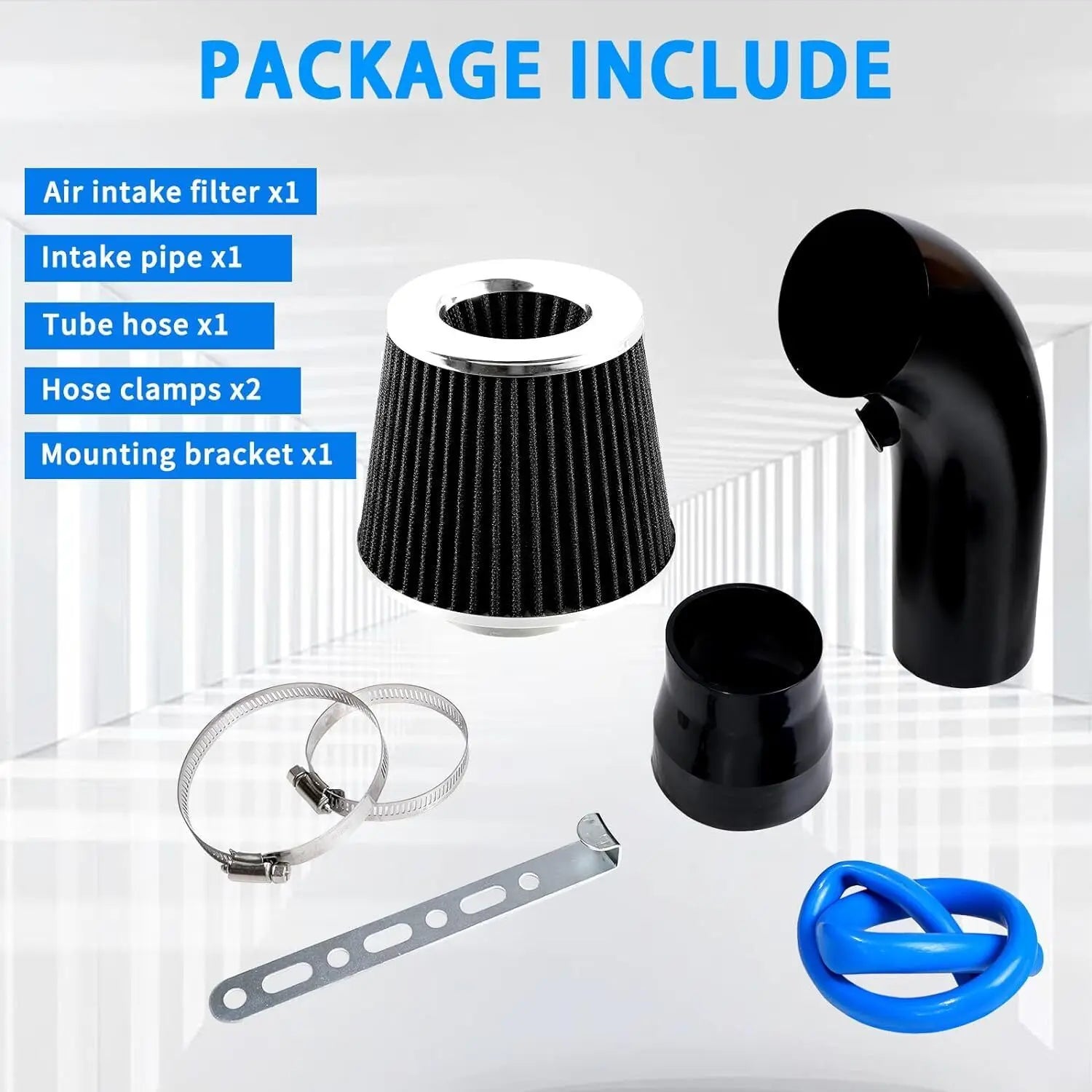 1Set 3" Cold Air Intake Filter Induction Kit Pipe Power Flow Hose System CM World