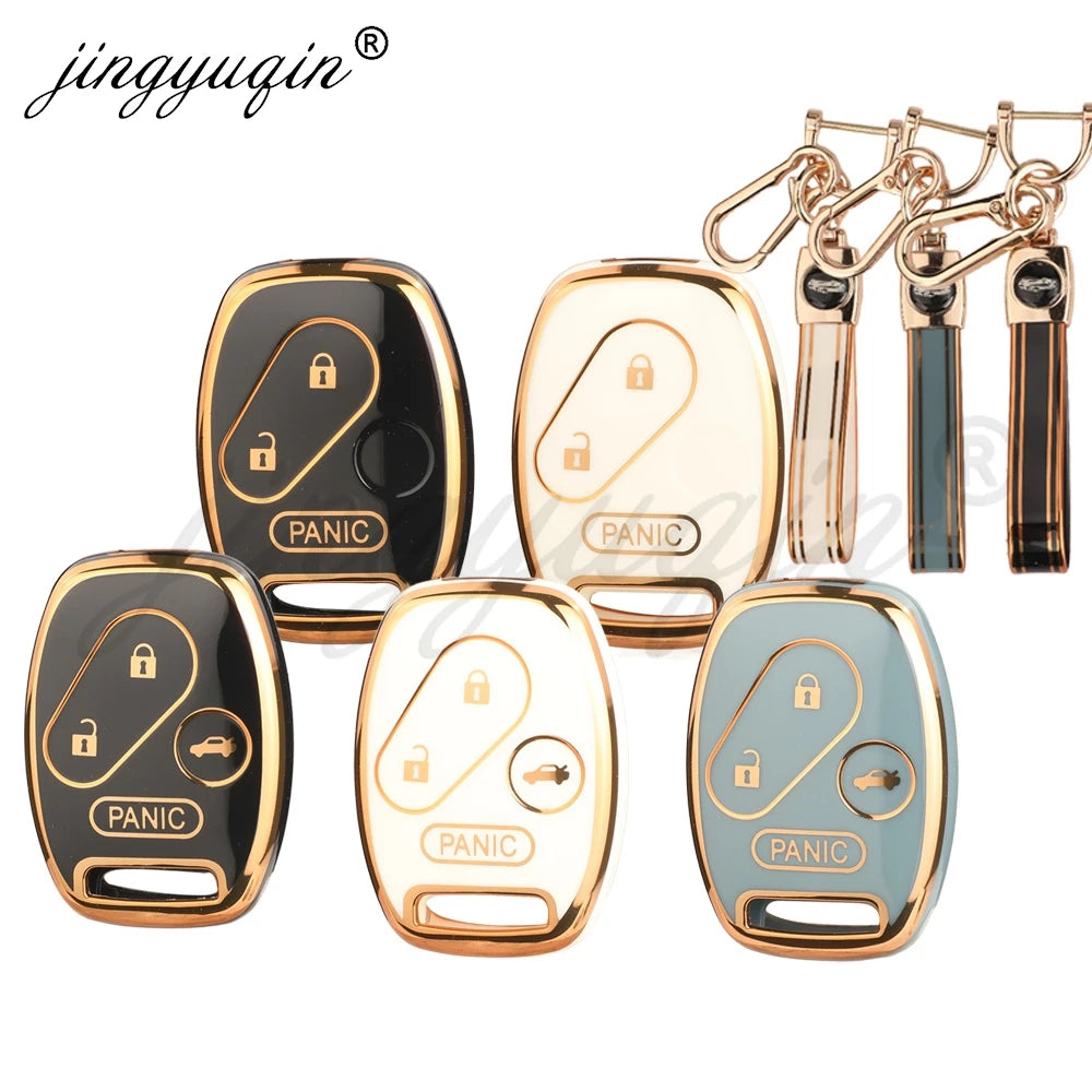 jingyuqin TPU Car Key Remote Fob Case Cover Keychain for Honda FIT CRV CRZ CIVIC Insight Ridgeline HRV Jazz ACCORD Pilot City CM World