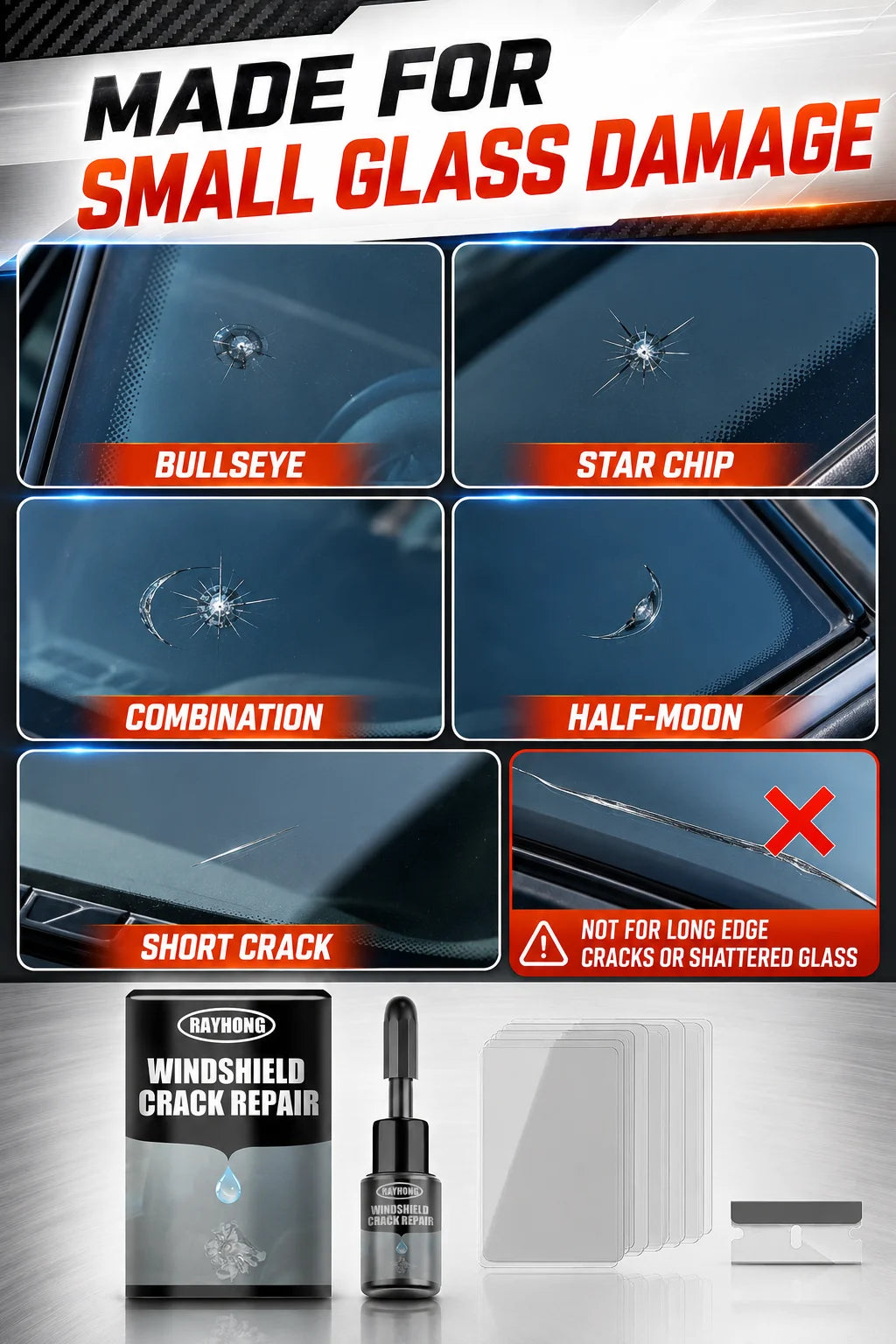 Windshield Crack Repair Fluid – Car Glass Resin Glue, Restores Clarity & Fixes Scratches, Cures Quickly, DIY Auto Repair Kit