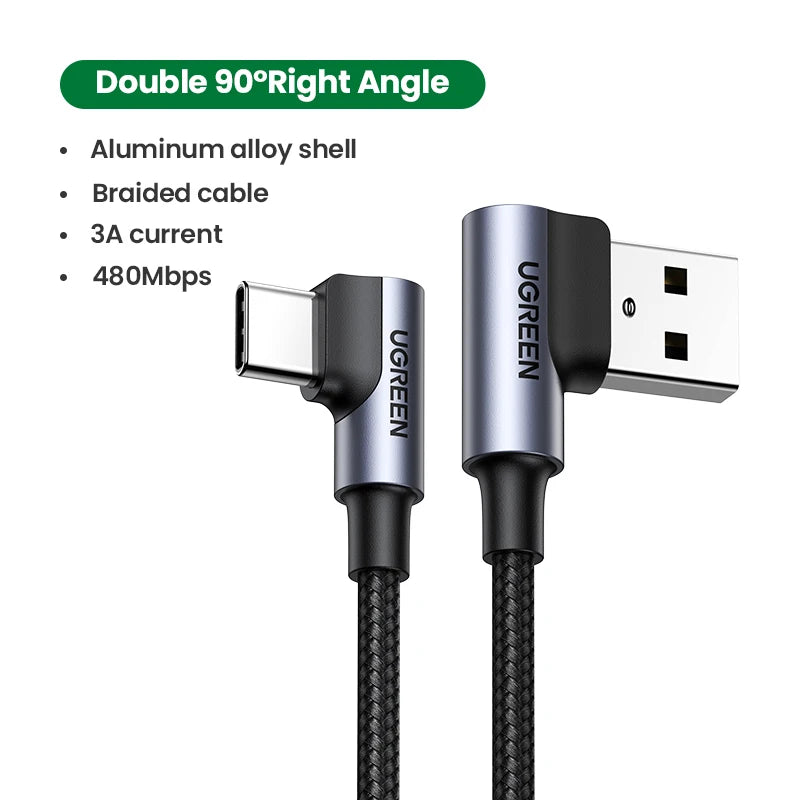 UGREEN 3A USB C Type C Cable for iPhone 18/17/16/15 Xiaomi Poco Samsung 18W Charging Wire USB2.0 Data Cord Carplay QC3.0 0.25-3M