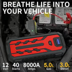 Car Jump Starter 8000A Battery Charger 298000mAh Emergency Power Bank Booster for 12V Gas and Diesel Vehicles CM World