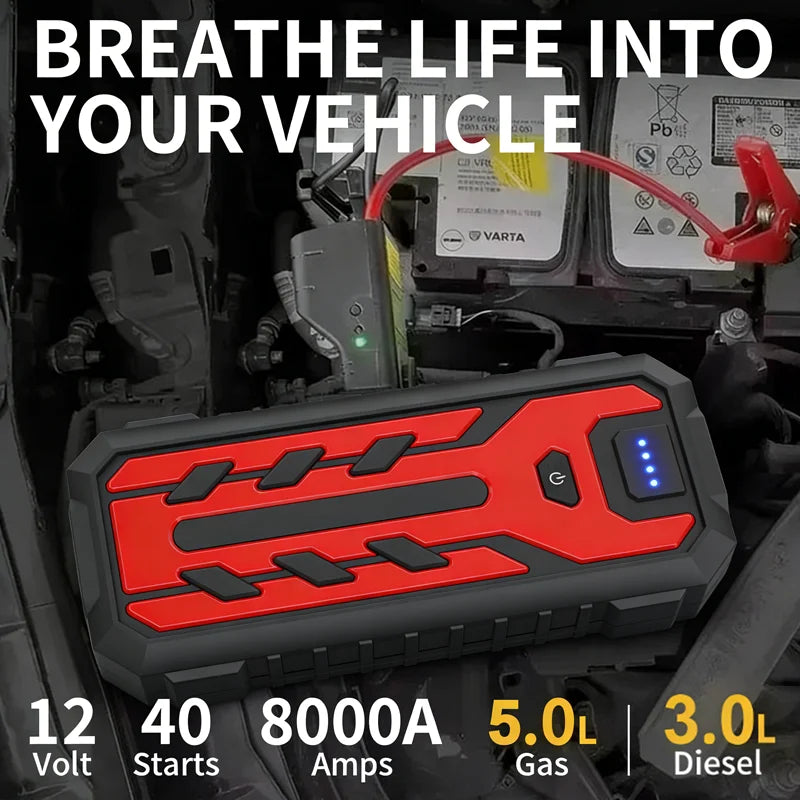 Car Jump Starter 8000A Battery Charger 298000mAh Emergency Power Bank Booster for 12V Gas and Diesel Vehicles CM World