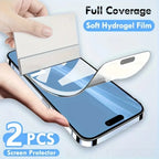 2Pcs Full Coverage Clear HD Hydrogel Film for IPhone 17/16/15 Pro Max 13 Pro Screen Protectors 12/11 Pro Max 14 Plus 16E X XR XS Car Mobile World