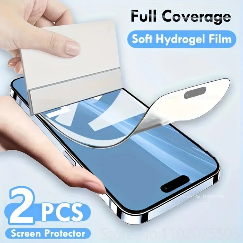 2Pcs Full Coverage Clear HD Hydrogel Film for IPhone 17/16/15 Pro Max 13 Pro Screen Protectors 12/11 Pro Max 14 Plus 16E X XR XS Car Mobile World