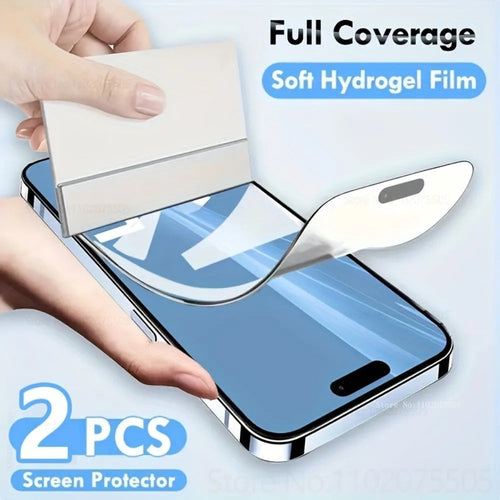 2Pcs Full Coverage Clear HD Hydrogel Film for IPhone 17/16/15 Pro Max 13 Pro Screen Protectors 12/11 Pro Max 14 Plus 16E X XR XS Car Mobile World