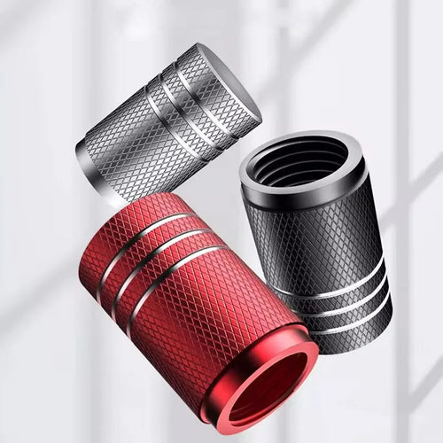 4Pcs Car Tire Valve Stems Cap Knurling Style Tire Valve Cap Aluminum Tire Wheel Stem Air Valve Cap car Universal accessories CM World