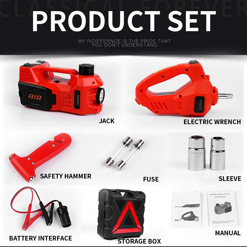 DC12V Car Electric Jack Electric Wrench Car Tire Changing Tool 5T Car Lift 15-450mm Lifting Height Portable Auto Repair Tool CM World