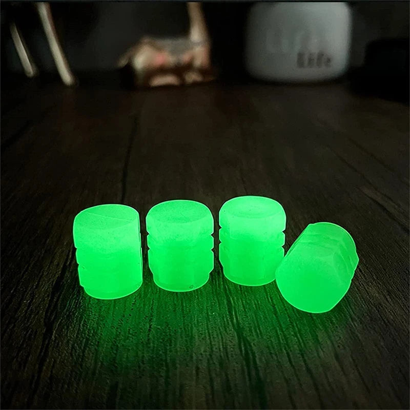 Luminous Valve Caps Fluorescent Green Blue Night Glowing Car Motorcycle Bicycle Wheel Styling Tyre Hub Universal Cap Decor 4Pcs CM World