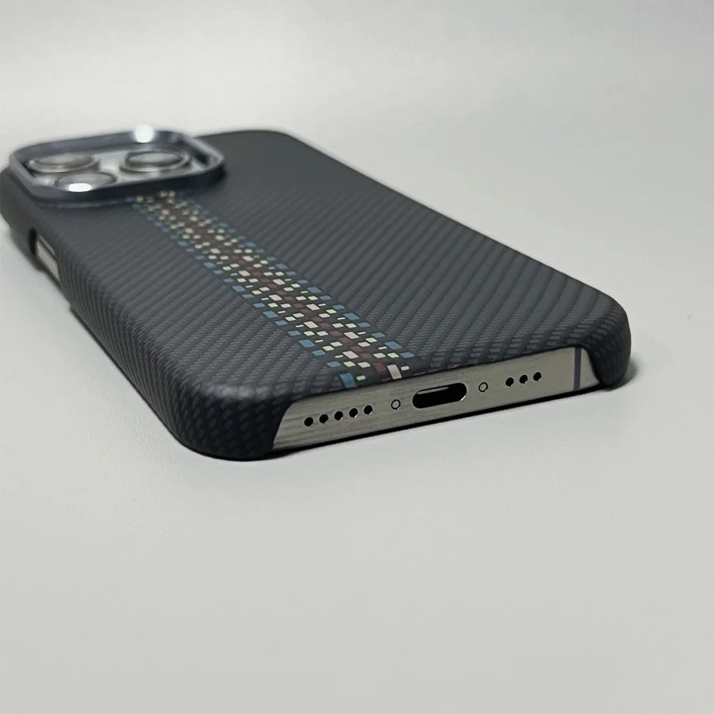 Luxury Carbon Fiber Slim Case For iPhone 17 13 14 15 16 Pro Max Shockproof Alloy Lens Camera Protective Ultra Thin Hard PC Cover Car Mobile World