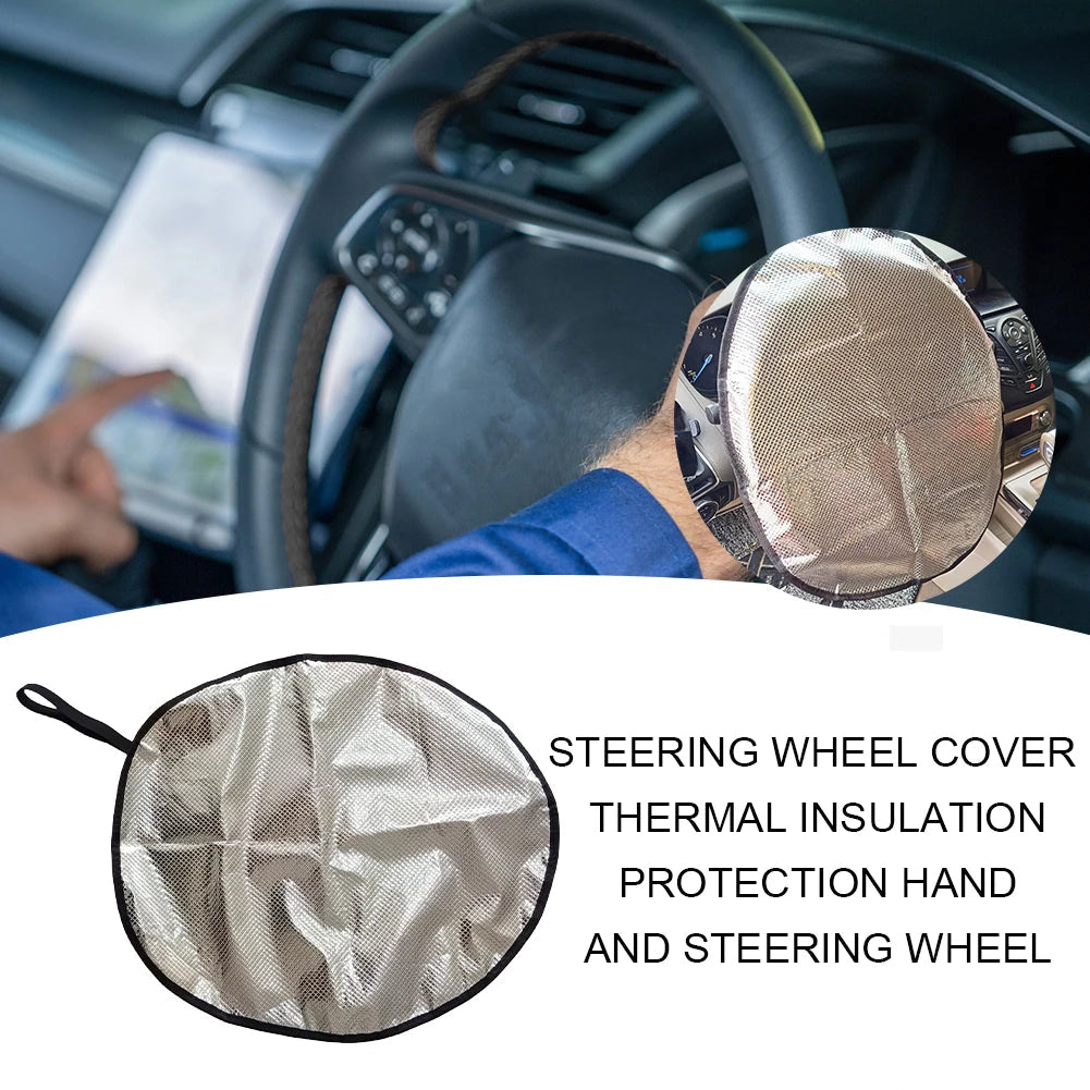 Steering Wheel Cover Sun Shade Anti-Heat Aluminum Foil Auto Interior Protector Block UV Rays Cool in Summer Vehicle Accessories CM World