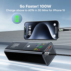 QOOVI PD 100W Power Bank 20000mAh External Battery Capacity Fast Charging Portable Charger Powerbank For Laptop iPhone Samsung Car Mobile World